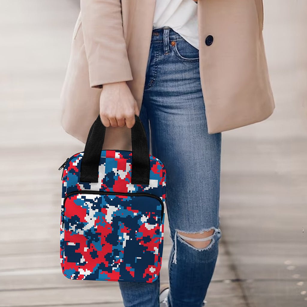 Blue Red And White Digital Camo Print Bible Tote Bag