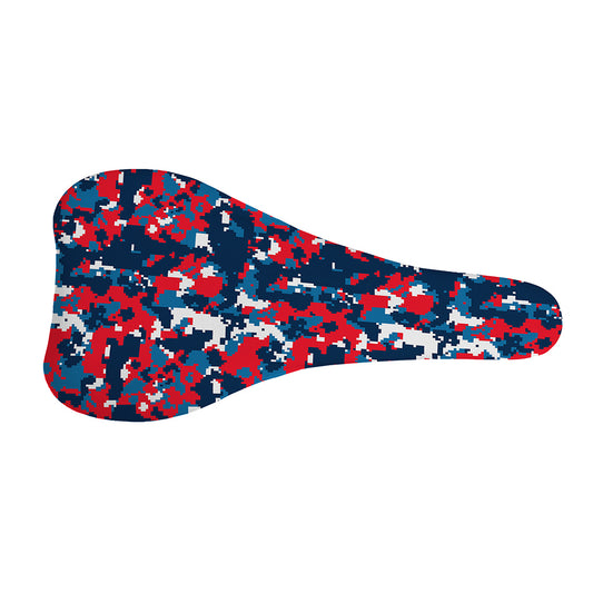 Blue Red And White Digital Camo Print Bicycle Seat Cover