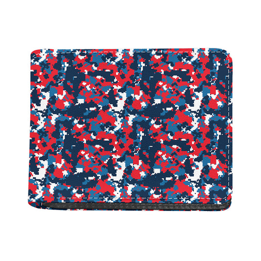 Blue Red And White Digital Camo Print Bifold Wallet