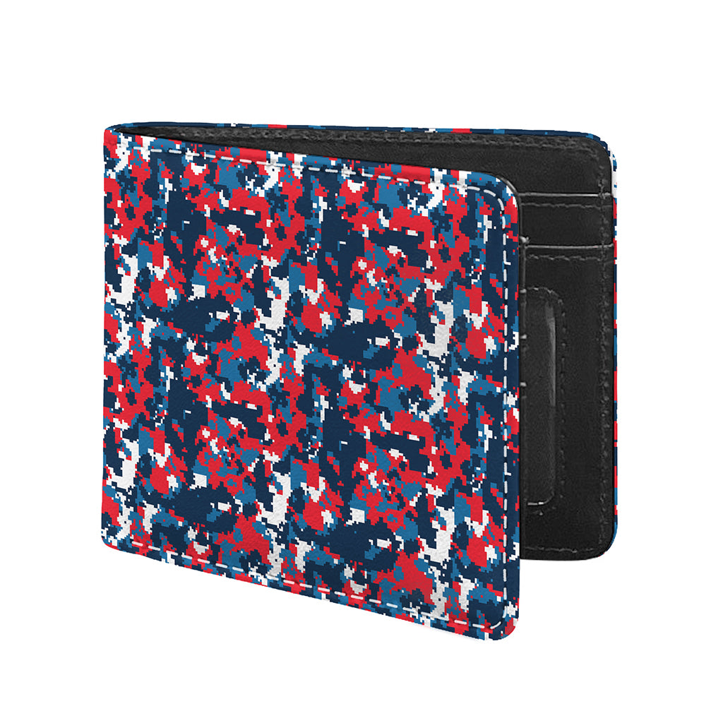 Blue Red And White Digital Camo Print Bifold Wallet