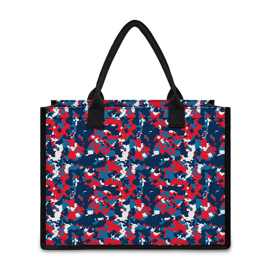 Blue Red And White Digital Camo Print Canvas Tote Bag