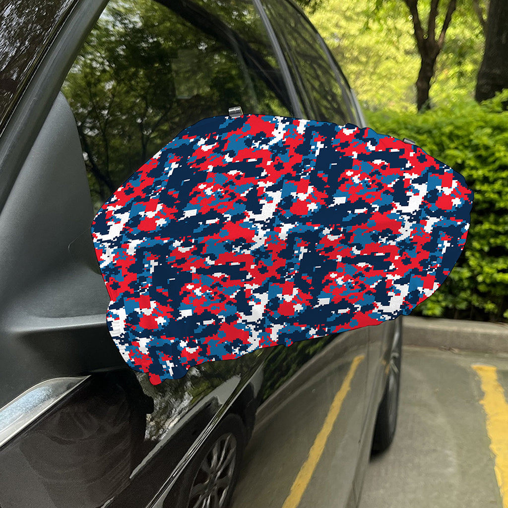 Blue Red And White Digital Camo Print Car Side Mirror Covers