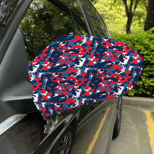 Blue Red And White Digital Camo Print Car Side Mirror Covers