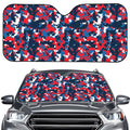 Blue Red And White Digital Camo Print Car Windshield Sun Shade