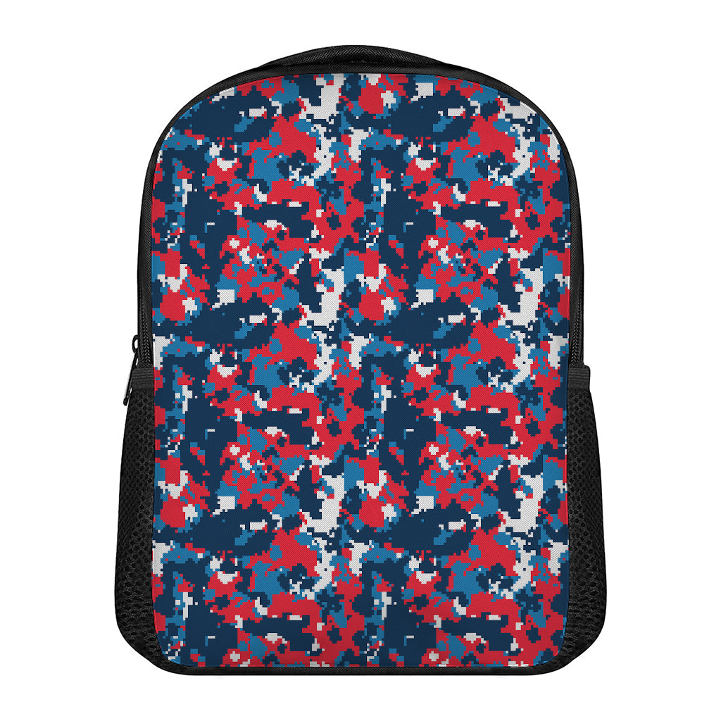 Blue Red And White Digital Camo Print Casual Backpack