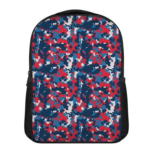 Blue Red And White Digital Camo Print Casual Backpack
