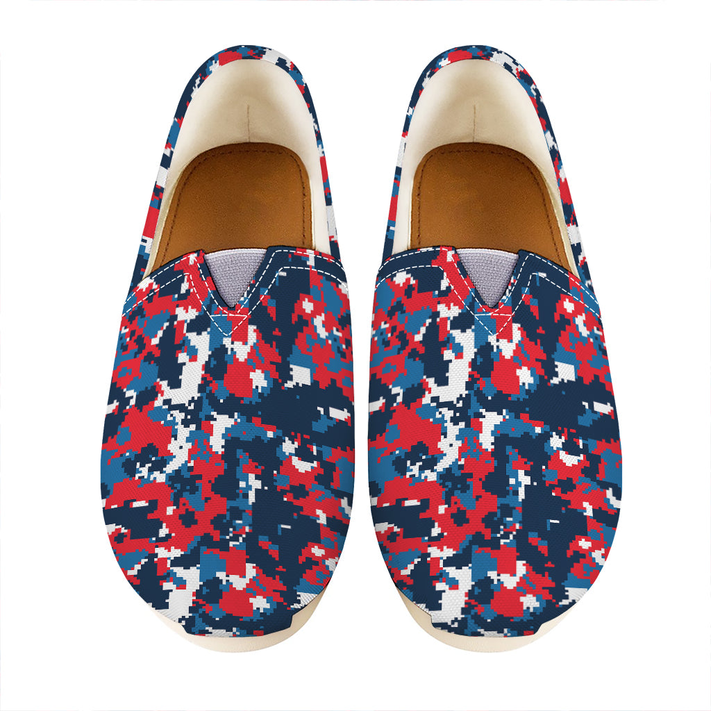 Blue Red And White Digital Camo Print Casual Shoes
