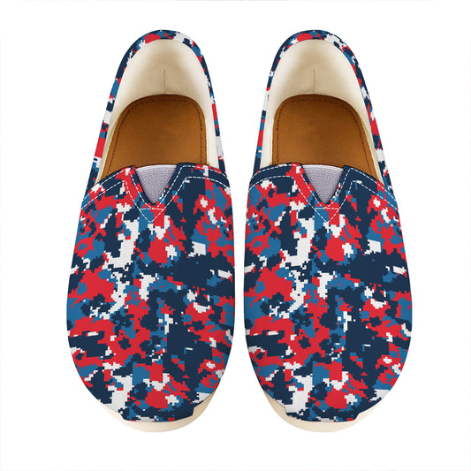 Blue Red And White Digital Camo Print Casual Shoes