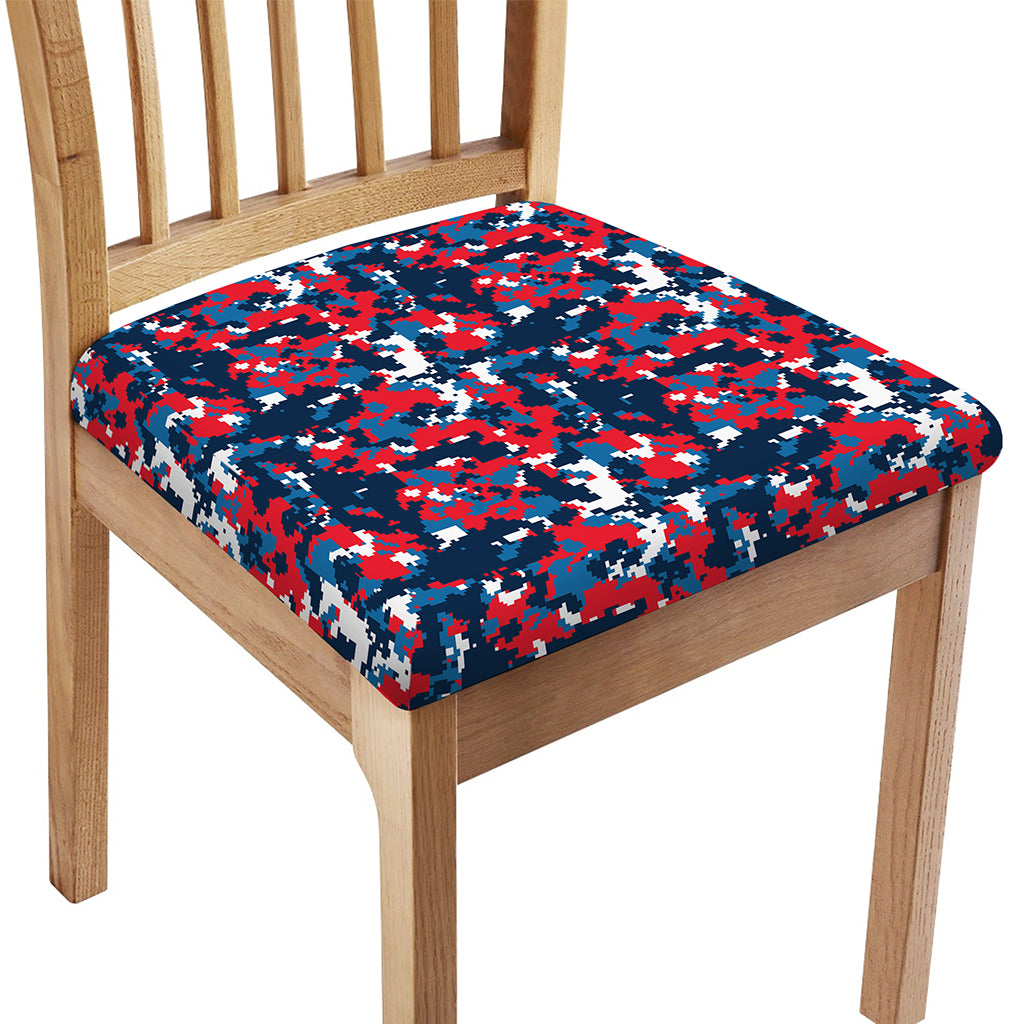 Blue Red And White Digital Camo Print Chair Cushion Cover