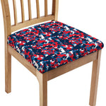 Blue Red And White Digital Camo Print Chair Cushion Cover