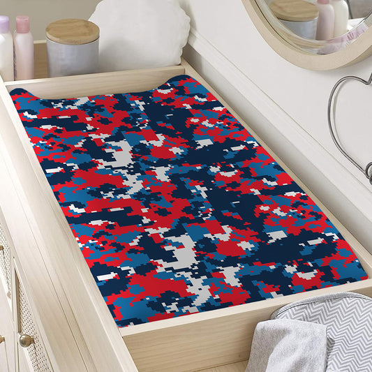 Blue Red And White Digital Camo Print Changing Pad Cover