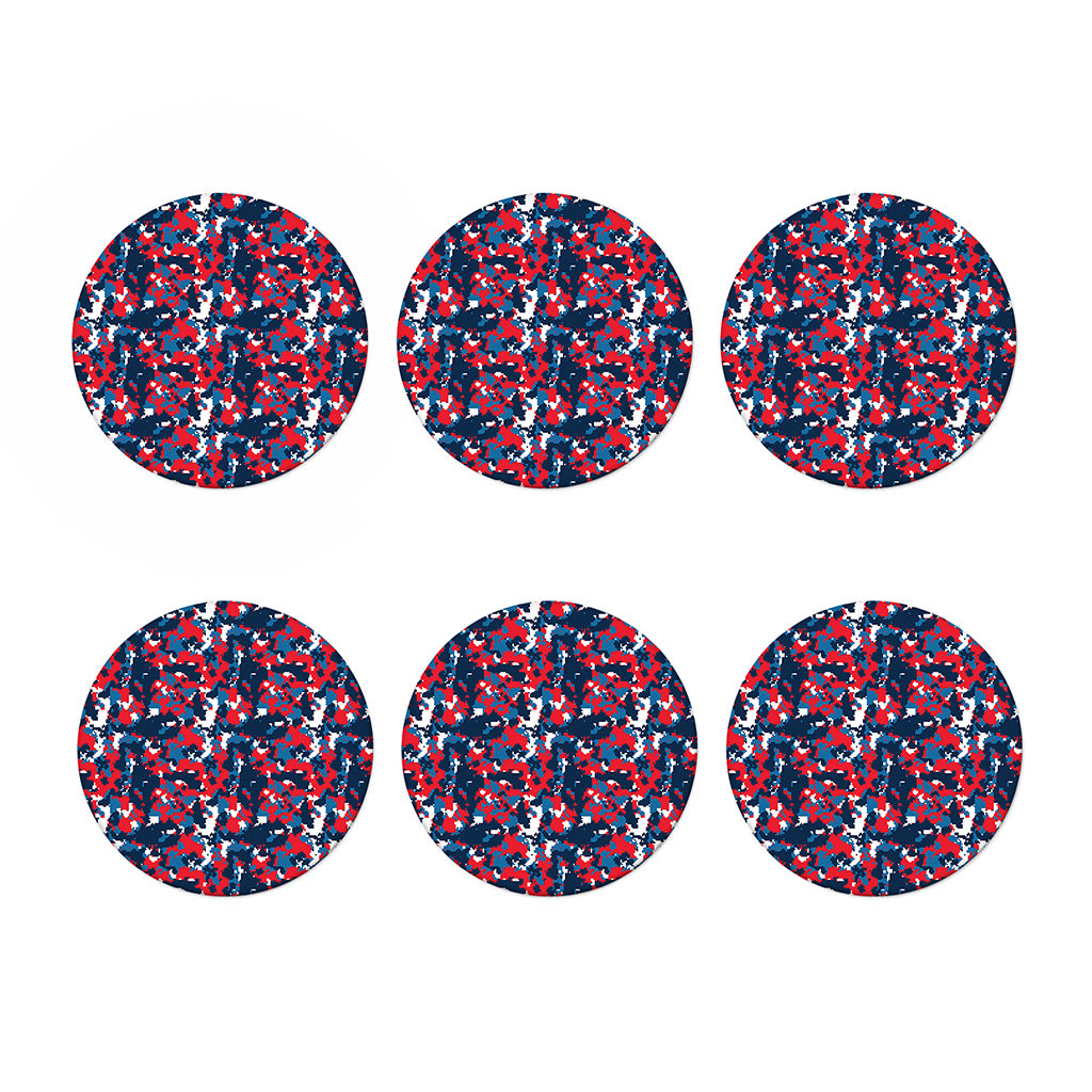 Blue Red And White Digital Camo Print Coaster Set