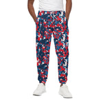 Blue Red And White Digital Camo Print Cotton Pants