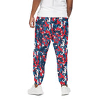 Blue Red And White Digital Camo Print Cotton Pants