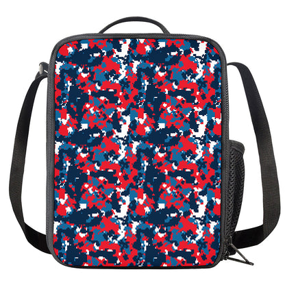 Blue Red And White Digital Camo Print Crossbody Lunch Bag