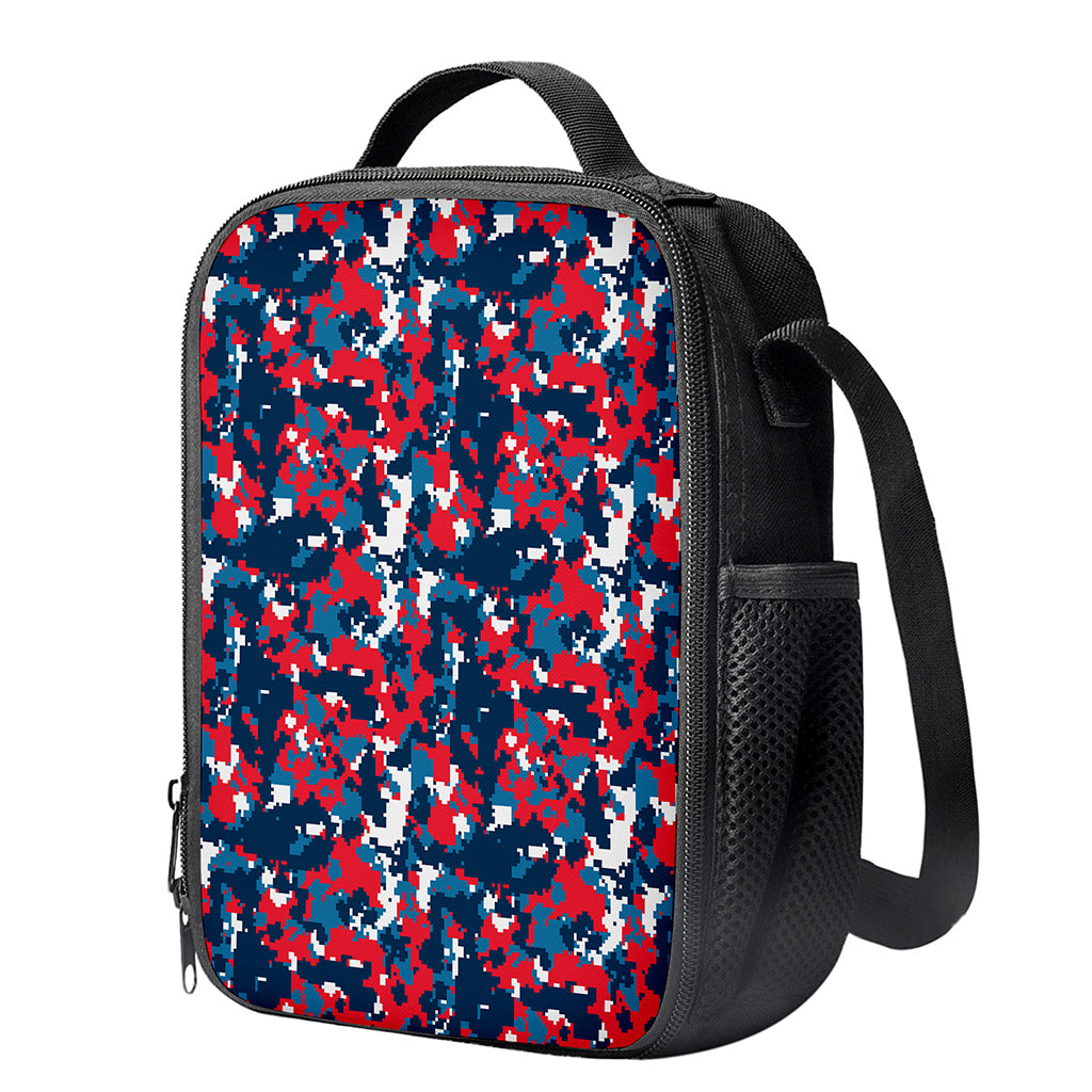 Blue Red And White Digital Camo Print Crossbody Lunch Bag
