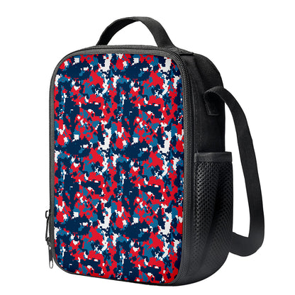 Blue Red And White Digital Camo Print Crossbody Lunch Bag