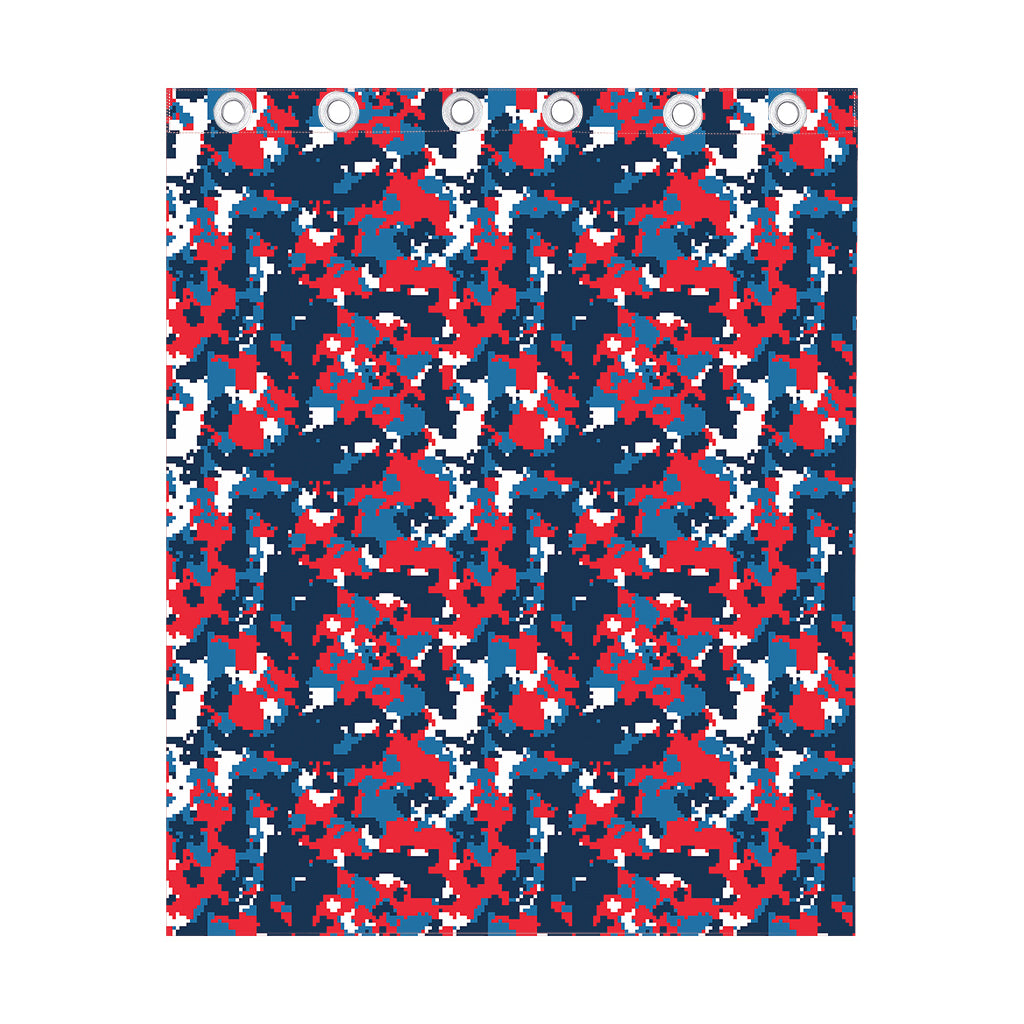 Blue Red And White Digital Camo Print Curtain