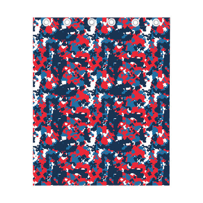 Blue Red And White Digital Camo Print Curtain