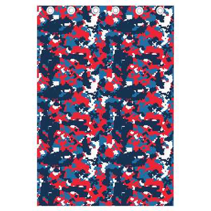 Blue Red And White Digital Camo Print Curtain