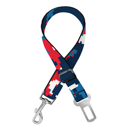 Blue Red And White Digital Camo Print Dog Seat Belt