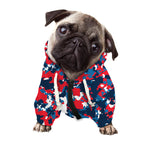 Blue Red And White Digital Camo Print Dog Zip Up Hoodie