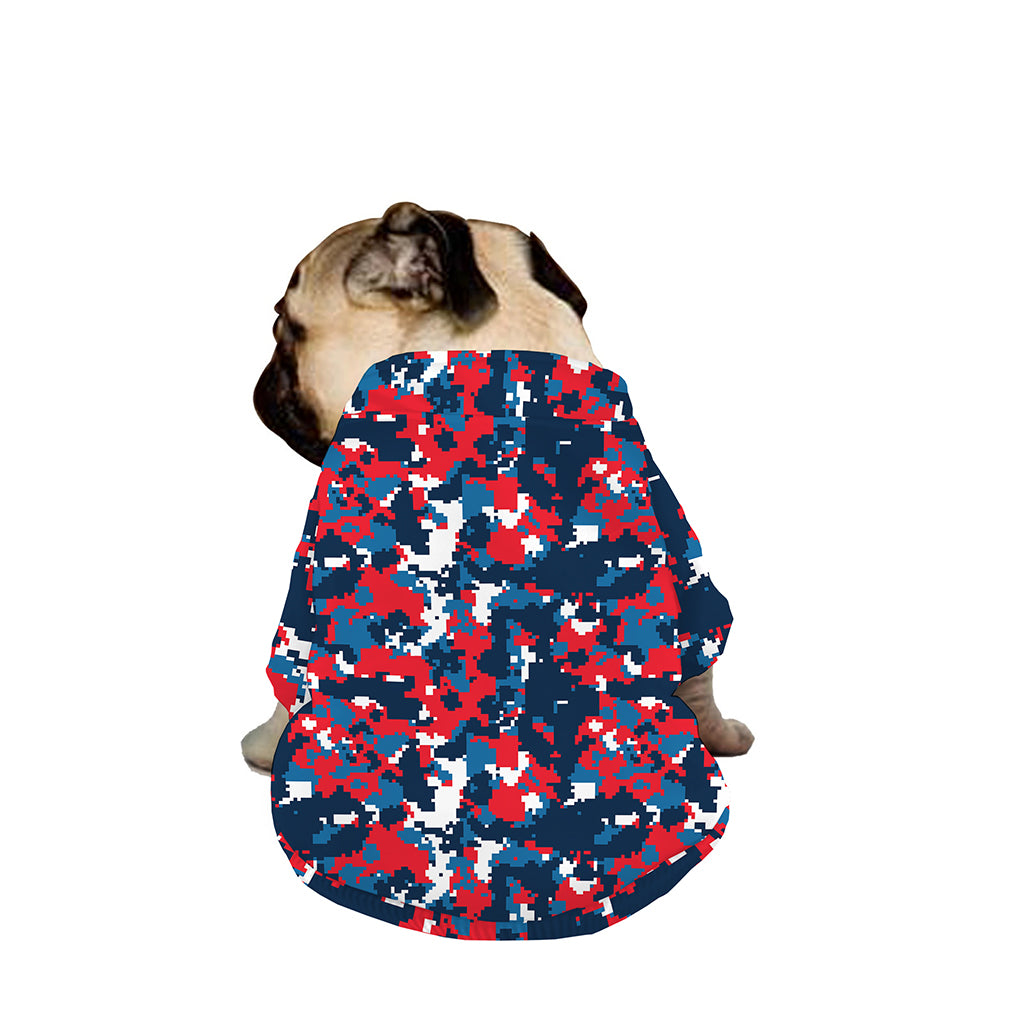 Blue Red And White Digital Camo Print Dog Zip Up Jacket