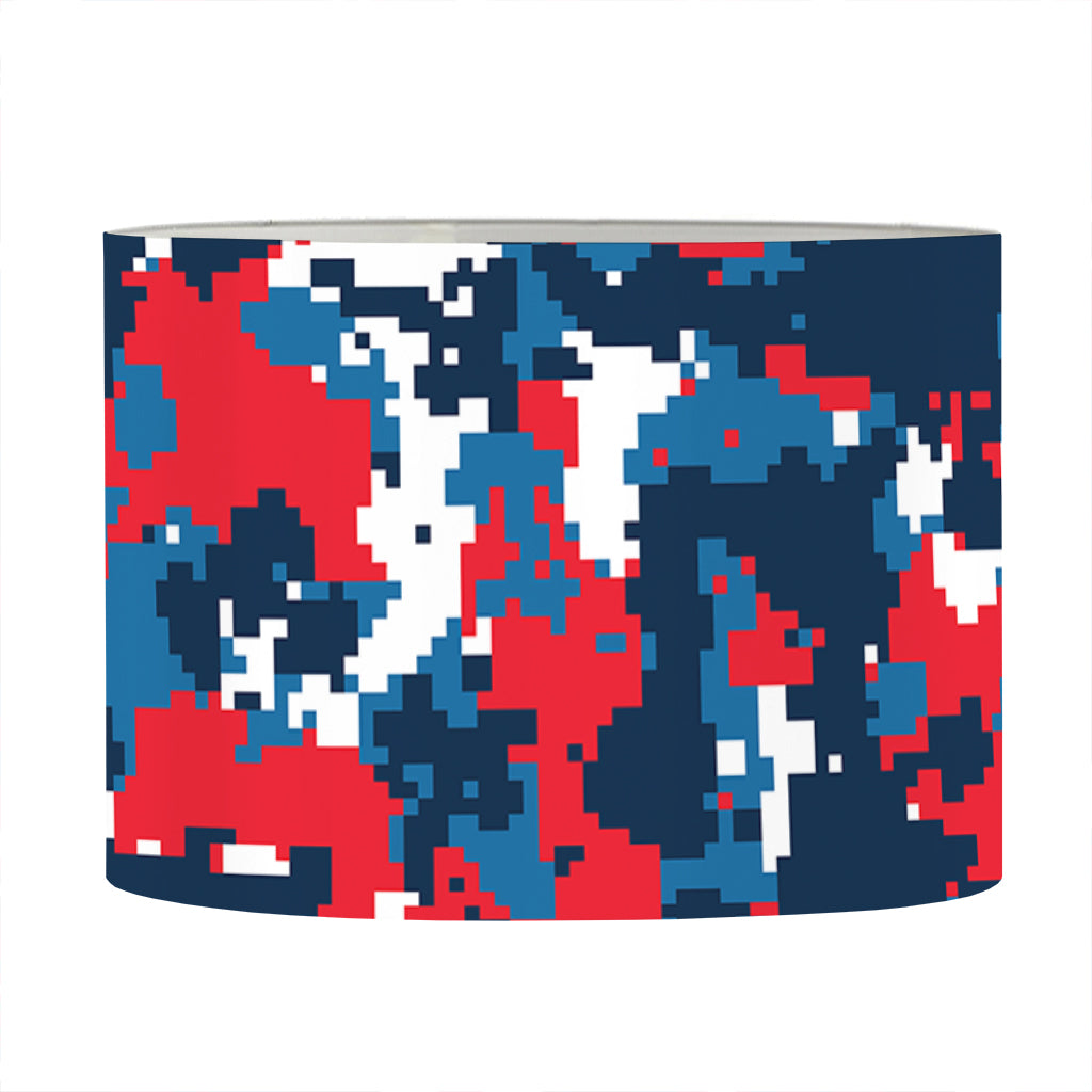 Blue Red And White Digital Camo Print Drum Lamp Shade