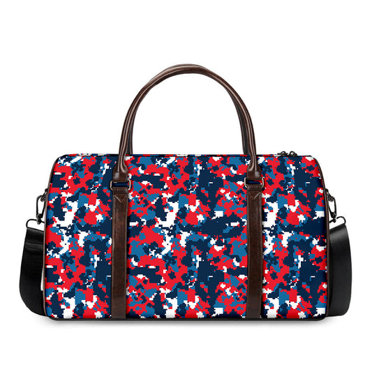 Blue Red And White Digital Camo Print Duffle Bag