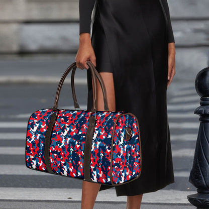 Blue Red And White Digital Camo Print Duffle Bag
