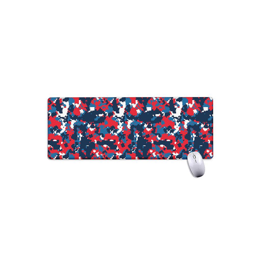 Blue Red And White Digital Camo Print Extended Mouse Pad