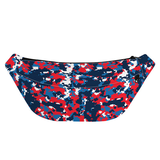 Blue Red And White Digital Camo Print Fanny Pack