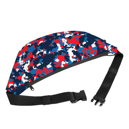Blue Red And White Digital Camo Print Fanny Pack