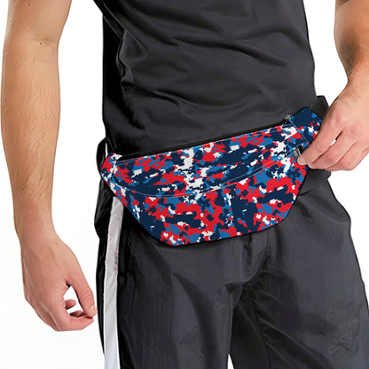 Blue Red And White Digital Camo Print Fanny Pack