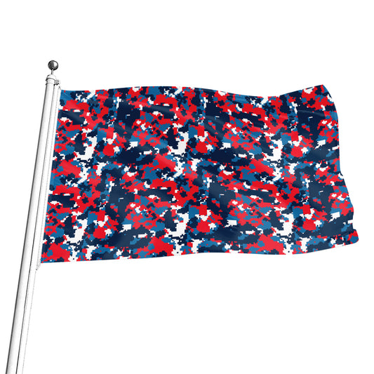 Blue Red And White Digital Camo Print Flag
