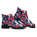 Blue Red And White Digital Camo Print Flat Ankle Boots