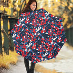 Blue Red And White Digital Camo Print Foldable Umbrella