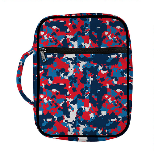 Blue Red And White Digital Camo Print Front Pocket Bible Bag