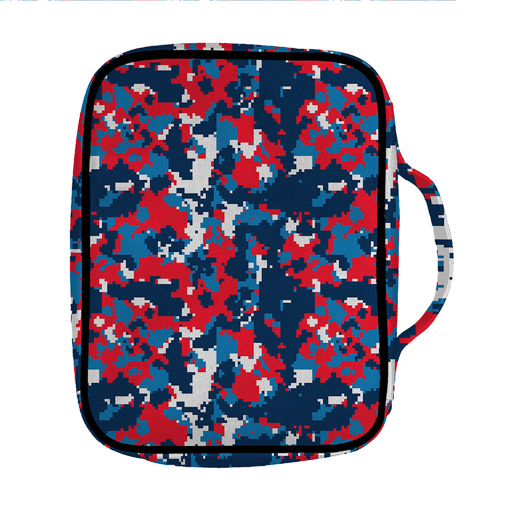 Blue Red And White Digital Camo Print Front Pocket Bible Bag