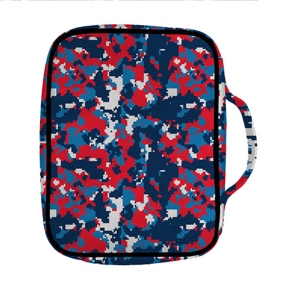 Blue Red And White Digital Camo Print Front Pocket Bible Bag