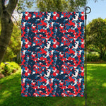 Blue Red And White Digital Camo Print Garden Flag