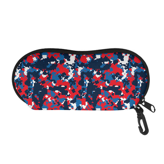 Blue Red And White Digital Camo Print Glasses Case