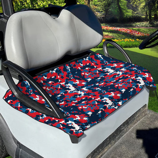 Blue Red And White Digital Camo Print Golf Cart Seat Cover