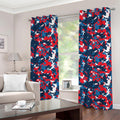 Blue Red And White Digital Camo Print Grommet Curtains