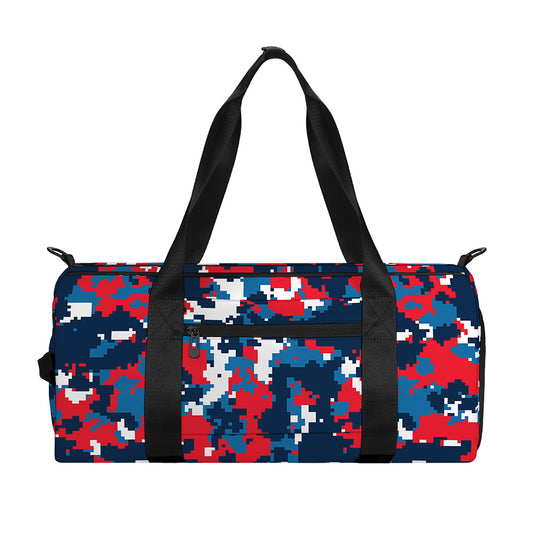 Blue Red And White Digital Camo Print Gym Bag