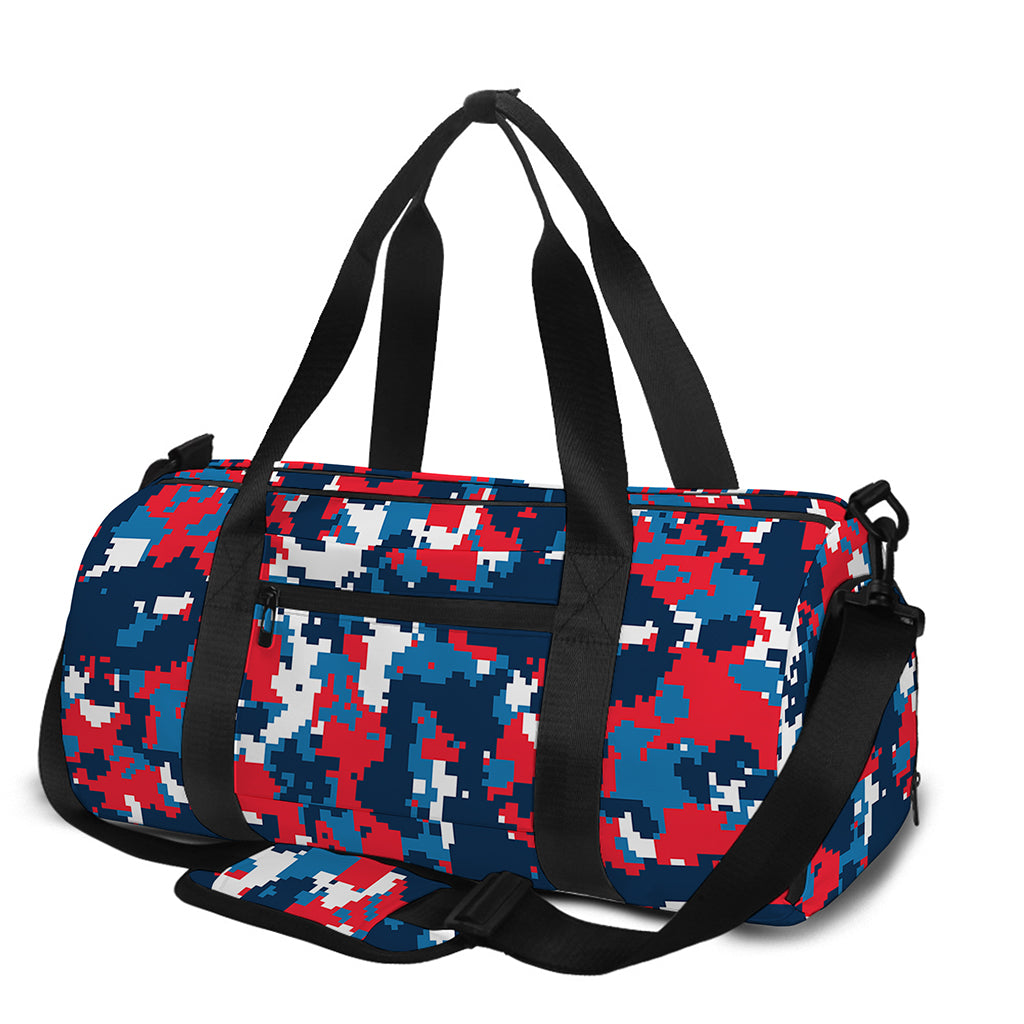 Blue Red And White Digital Camo Print Gym Bag