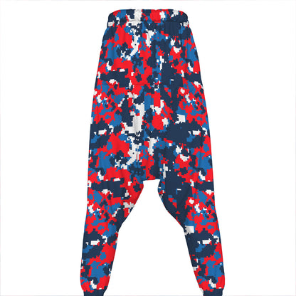 Blue Red And White Digital Camo Print Hammer Pants