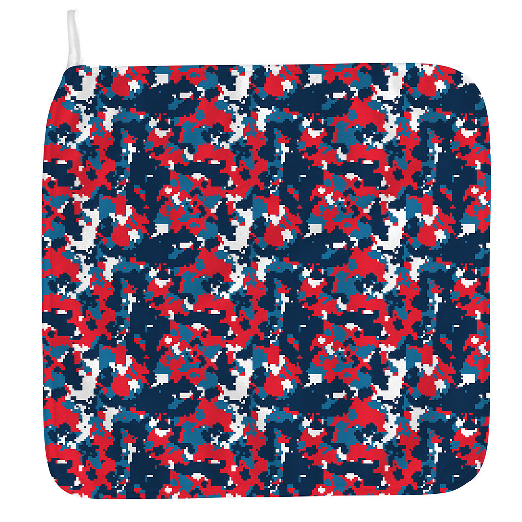 Blue Red And White Digital Camo Print Hand Towel