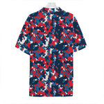 Blue Red And White Digital Camo Print Hawaiian Shirt