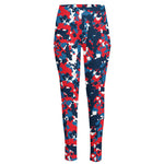 Blue Red And White Digital Camo Print High-Waisted Pocket Leggings
